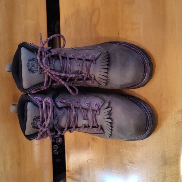 King's 6" Leather Steel Toe Brown With Pink Accents Size 8 By Honeywell - Picture 2 of 12